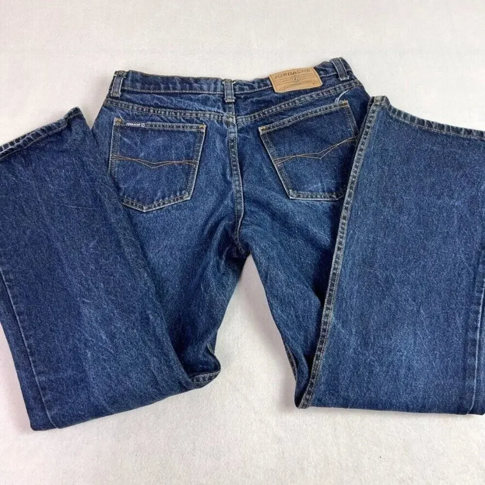 Jordache Jeans Womens 15/16 Blue Mid Rise Dark Wash Bootcut Leg Cowgirl Cowboy